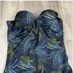 34B VS Navy Tropical One Piece Swimsuit navy palm monokini